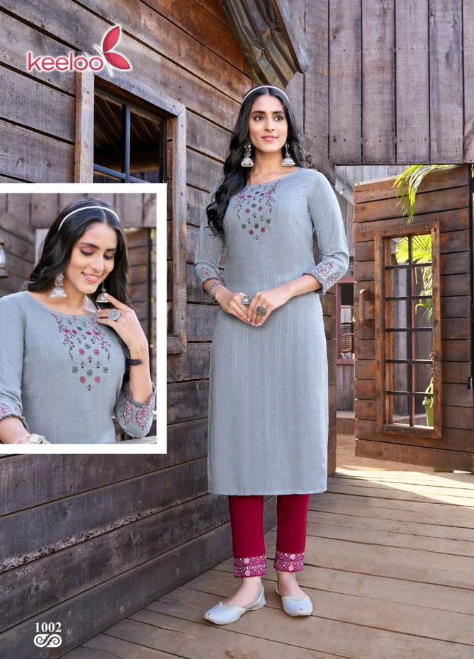 Gulab Vol 1 By Keeloo Dobby Rayon With Hand Work Straight Kurti With Bottom Wholesale Shop In Surat